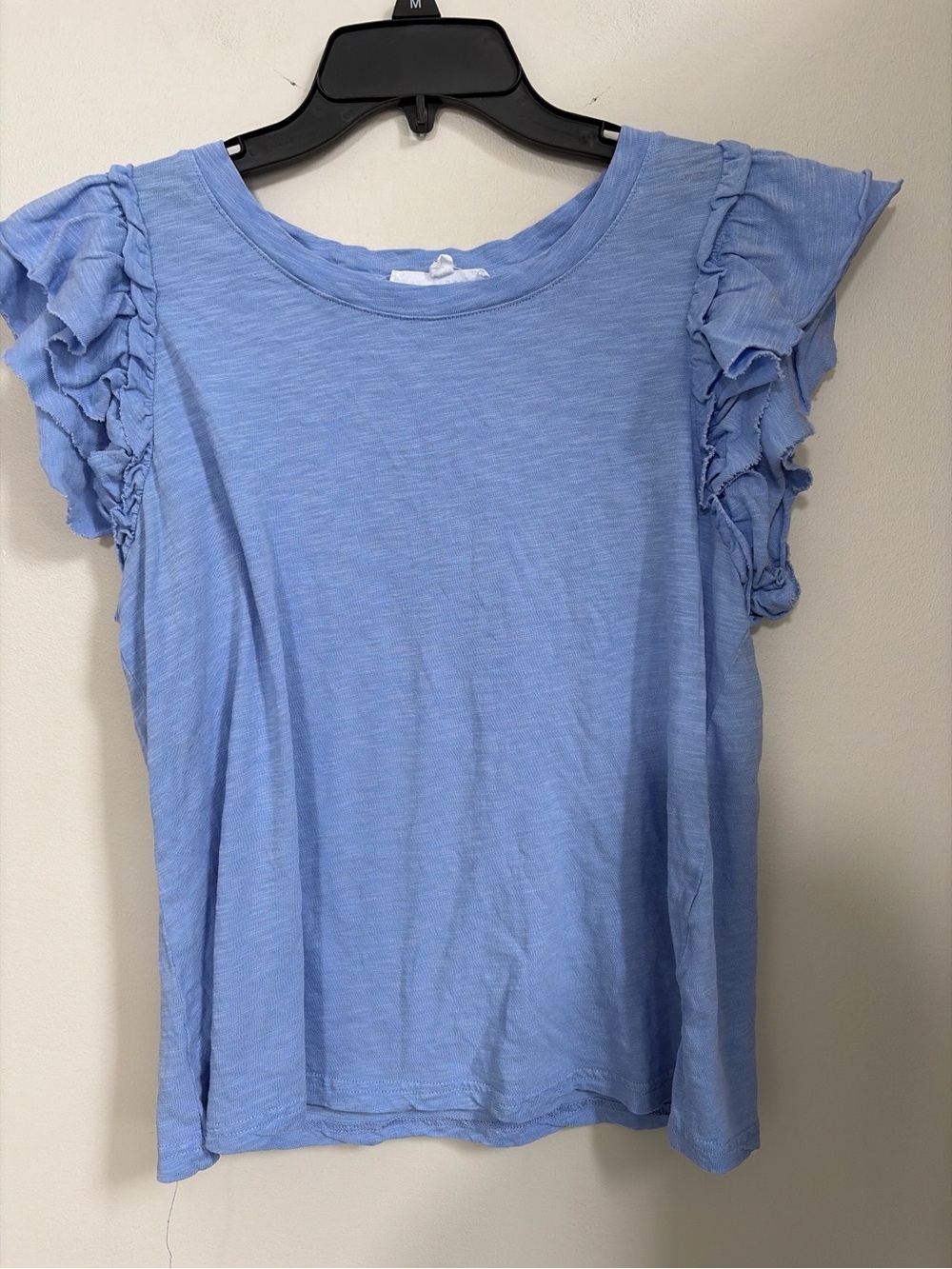 Jane and Delancey Light Blue Ruffle Sleeve Tank